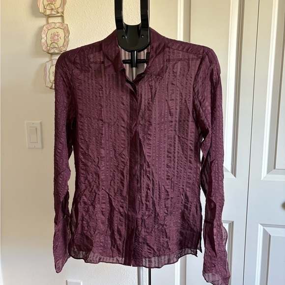 Frame Tops - Frame Sheer Burgundy Button Down Shirt